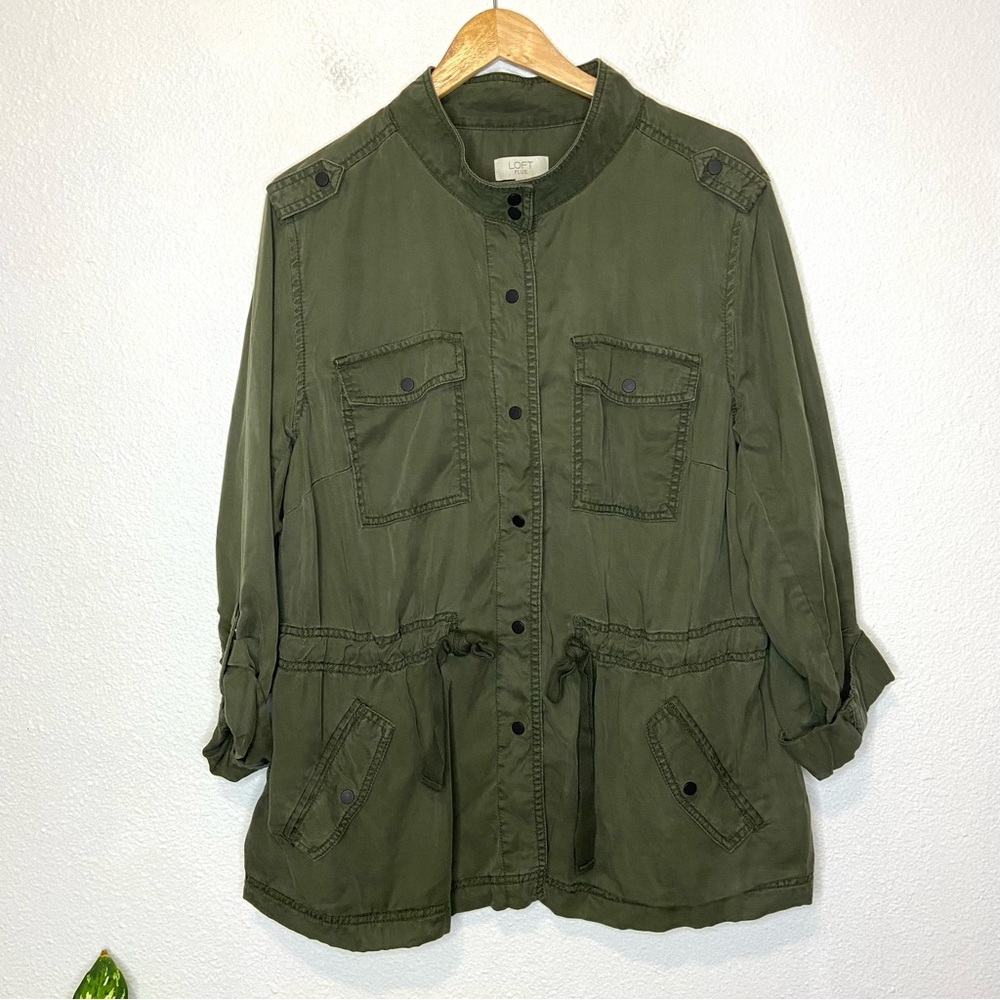 Loft Plus Cinched Utility Field Jacket Coat 18 Green